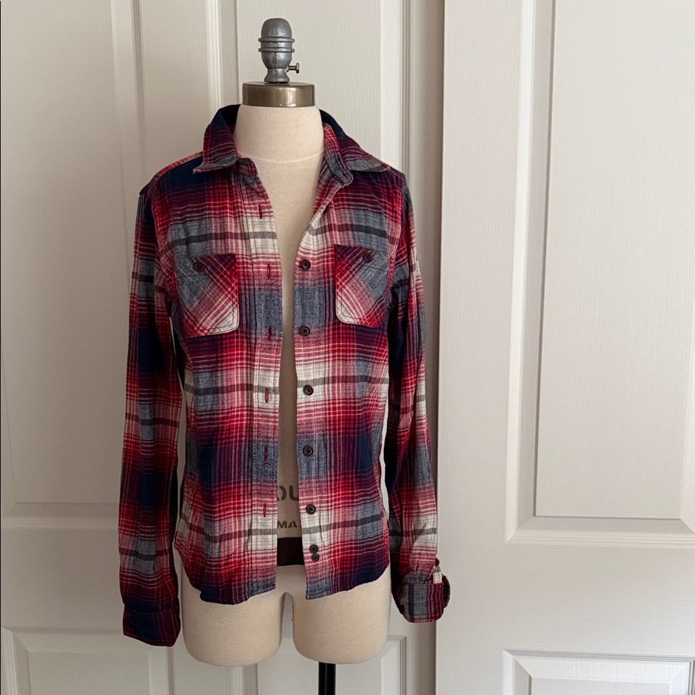 American Eagle Outfitters Red and Blue Checkered Shirt New sz.4